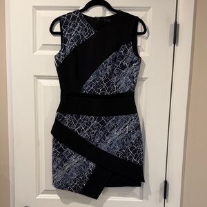 BCBGMaxAzria Black and Navy Mixed-Texture Mini Dress